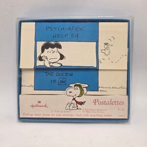 Hallmark Peanuts Postalettes Lucy Psychiatric Help Blue Vintage Stationery Set
